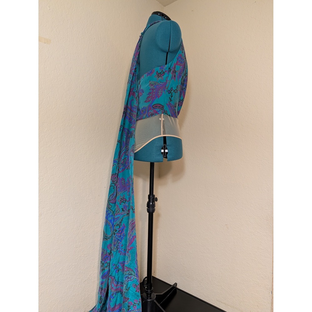 Ralph Lauren Purple Label Jarvis Paisley Silk Habotai Scarf Halter Top M/L? READ - Picture 2 of 9